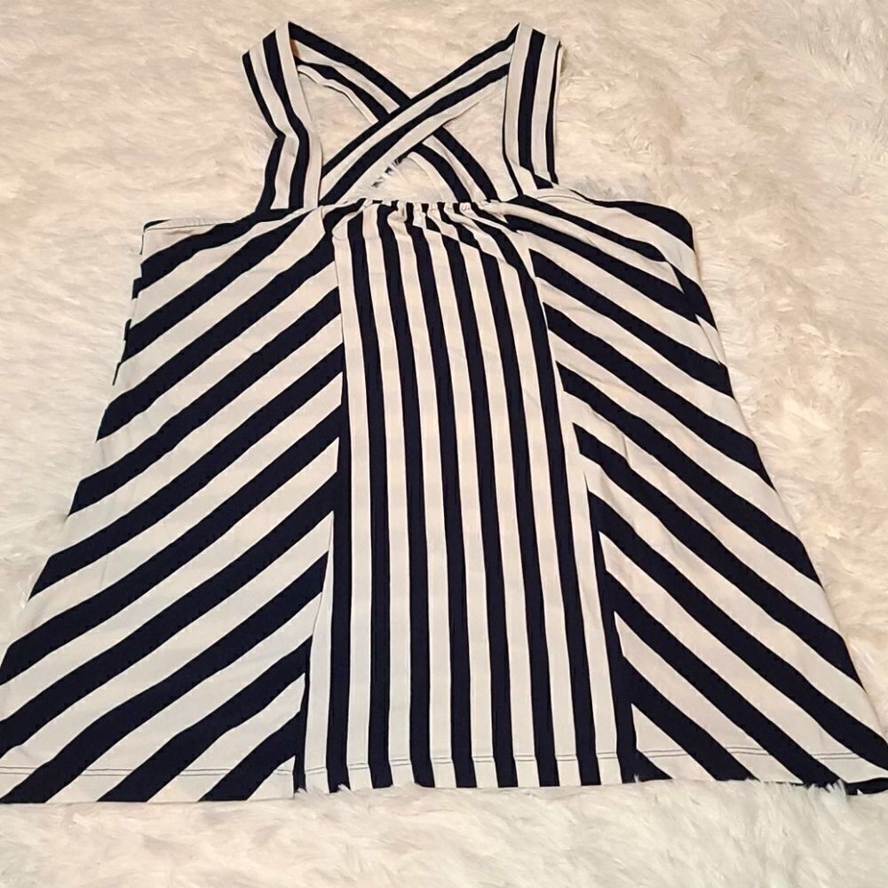 BR Navy and White Striped Top S